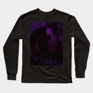 Portrait, digital collage, special processing. Bizarre. Dark man figure, like pirate. Death itself. Violet and blue. Long Sleeve T-Shirt